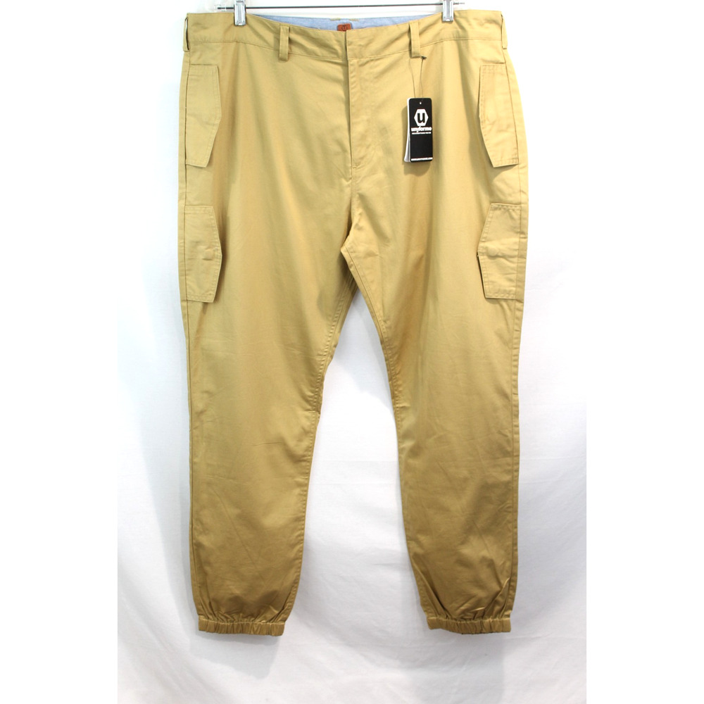 Unyforme Carter Pants Mens size 40x34 Gold Khaki Cargo Joggers Logo